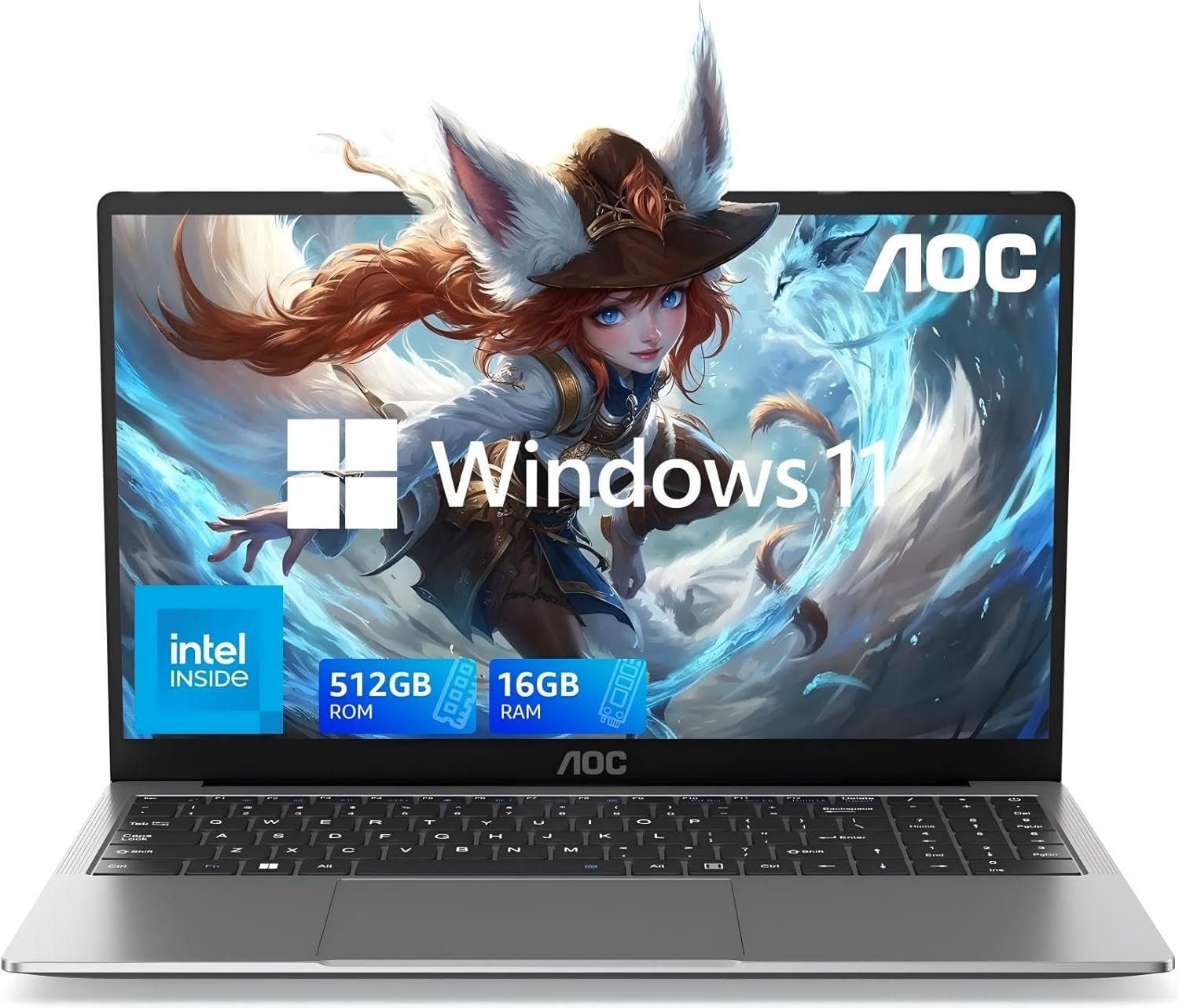 AOC Newest 15.6″ Laptop, Intel Quad-Core Processor (Up to 3.6GHz), 16GB RAM, 512GB SSD, Windows 11 Laptops Computer, FHD Screen, Webcam, Light&Thin, Metal Shell, HDMI, Type-C, USB3.2 (2024 Flagship)